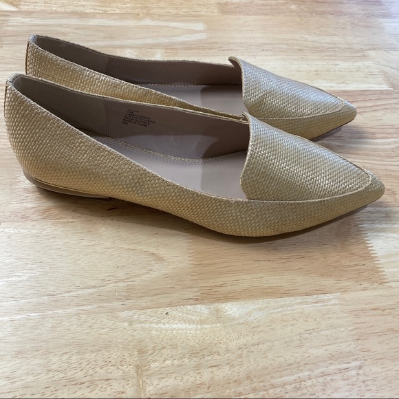 DUNE 'Hulaa' Pointed Toe Flat Slip On Shoes in Woven Natural Colour Size 40 - Picture 2 of 11